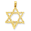 14k Yellow Gold Star of David Pendant with Fancy Texture 7/8in