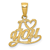14k Yellow Gold I Love You Script Pendant