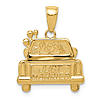 14k Yellow Gold Just Married Car Pendant 1/2in