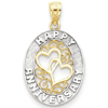 14kt Two-tone Gold 3/4in Oval Happy Anniversary Charm