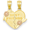 14kt Two-tone Gold 1/2in Best Friends Break Apart Floral Pendant