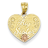 14kt Two-tone Gold Big Sister Heart Flower Pendant