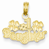 14k Yellow Gold #1 Daughter Pendant with Flowers