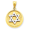 14k Two-Tone Gold Star of David Disc Charm 5/8in