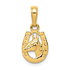 14k Yellow Gold Horse in Horseshoe Charm 3/8in 