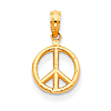 14k Yellow Gold 3/8in Peace Symbol Pendant