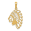 14k Yellow Gold Cut-Out Indian Head Dress Pendant
