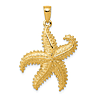14k Yellow Gold Textured Starfish Pendant with Bent Arms 1in