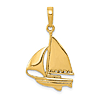 14k Yellow Gold Sailboat Pendant with Polished Finish 3/4in