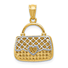 14k Yellow Gold With Rhodium Hearts Handbag Pendant 5/8in
