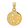 14k Yellow Gold Round Moon With Three Stars Pendant 1/2in