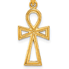 14k Yellow Gold 3/4in Textured Ankh Cross