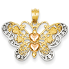 14kt Two-tone Gold 5/8in Diamond-cut Butterfly Pendant