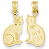 14kt Yellow Gold 5/8in I Heart My Cat Pendant