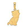 14k Yellow Gold Sitting Cat Pendant with Bowtie