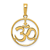 14k Yellow Gold Cut-Out Round Yoga Om Symbol Pendant 5/8in