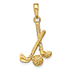 14k Yellow Gold 3-D Clubs And Ball Pendant