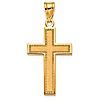 14kt Yellow Gold Satin Cross with Beaded Border 1 1/4in