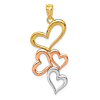 14k Yellow Gold With Rose And White Rhodium Four Hearts Pendant
