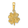14k Yellow Gold Textured Four Leaf Clover Pendant 3/8in