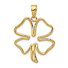 14k Yellow Gold Cut Out Four Leaf Clover Pendant 7/8in