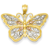 14kt Two-tone Gold 5/8in Diamond-cut Butterfly Pendant