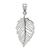 14k White Gold Polished Leaf Pendant 7/8in