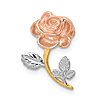 14k Two-tone Gold Rhodium Rose Pendant Slide 1/2in