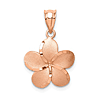 14k Rose Gold Brushed Polished Plumeria Pendant 1/2in