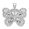 14k White Gold Polished and Diamond-cut Butterfly Pendant 3/4in