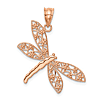 14k Rose Gold Polished Dragonfly Pendant 1in