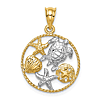 14k Yellow Gold  Rhodium Polished Sea Life Pendant 5/8in