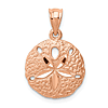 14k Rose Gold Brushed and Diamond-cut Sand Dollar Pendant 9/16in