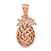 14k Rose Gold Polished and Diamond-cut 3D Pineapple Pendant 5/8in