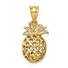 14k Yellow Gold Polished and Diamond-cut 3D Pineapple Pendant 5/8in