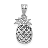 14k White Gold Polished and Diamond-cut 3D Pineapple Pendant 5/8in