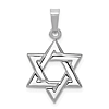 14k White Gold Polished Star of David Pendant 5/8in