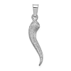 14k White Gold Brushed 3D Italian Horn Pendant 3/4in