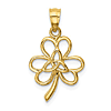 14k Yellow Gold Clover Pendant with Celtic Trinity Knot 5/8in
