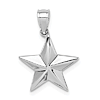 14k White Gold Polished Star Pendant 1/2in