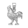 14k White Gold Satin Diamond-cut Rooster Pendant 1/2in