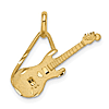 14k Yellow Gold Brushed and Diamond-cut Guitar Pendant 1/2in