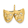 14k Yellow Gold Comedy Tragedy Theater Masks Chain Slide 1/2in