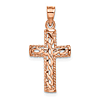 14k Rose Gold Polished Braided Cross Pendant 3/4in