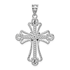 14k White Gold Budded Cross Pendant with Beads 1in
