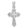 14k White Gold Cross-hatch Pointed Cross Pendant 3/4in