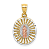 14k Two-tone Gold and White Rhodium Polished Guadalupe Pendant 5/8in