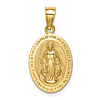 14k Yellow Gold Polished Virgin Mary Pendant 1/2in