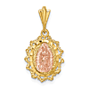 14k Two-tone Gold Polished St. Mary Medal Pendant 1/2in