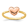 14k Two-tone Gold Polished Heart Ring